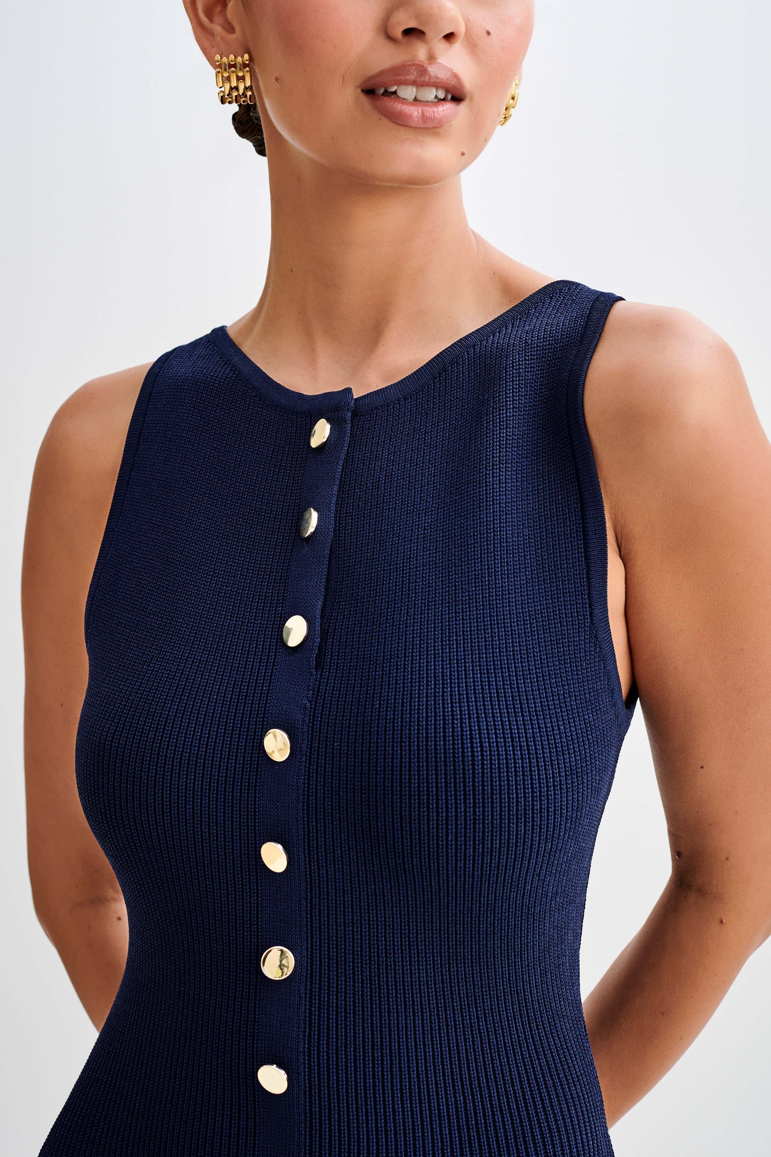 BLUE KNIT MAXI DRESS