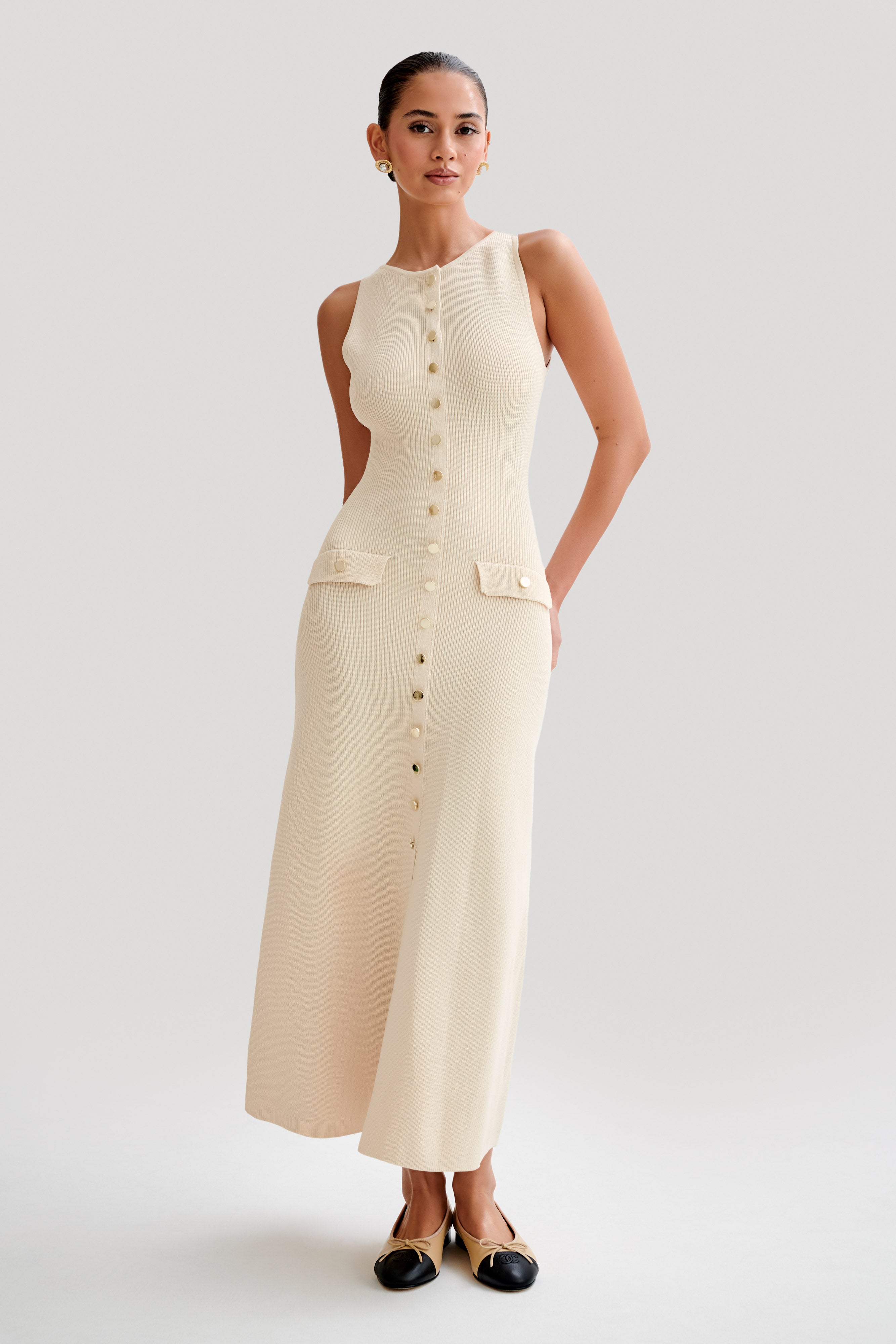 CREAM KNIT MAXI DRESS