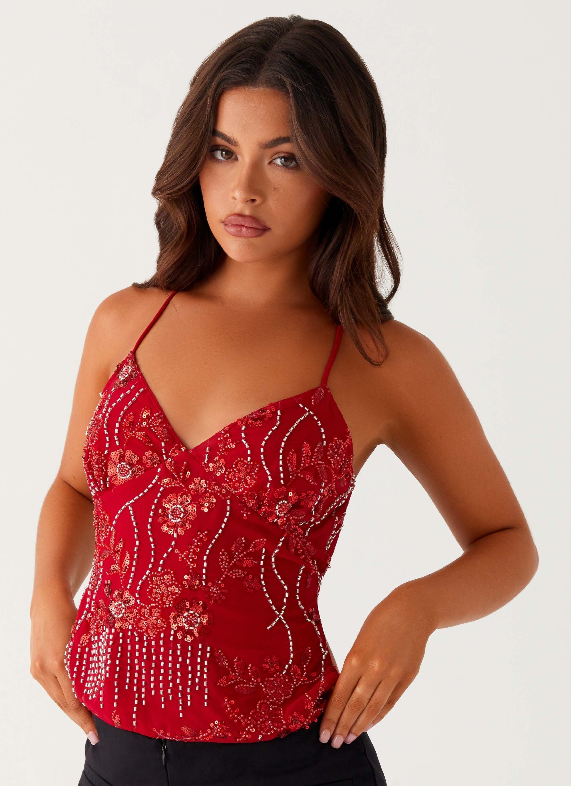 RED SEQUIN TOP
