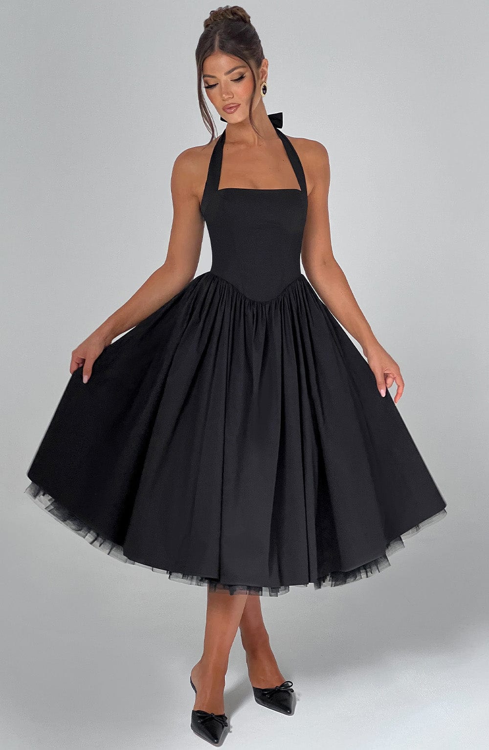 BLACK MIDI DRESS
