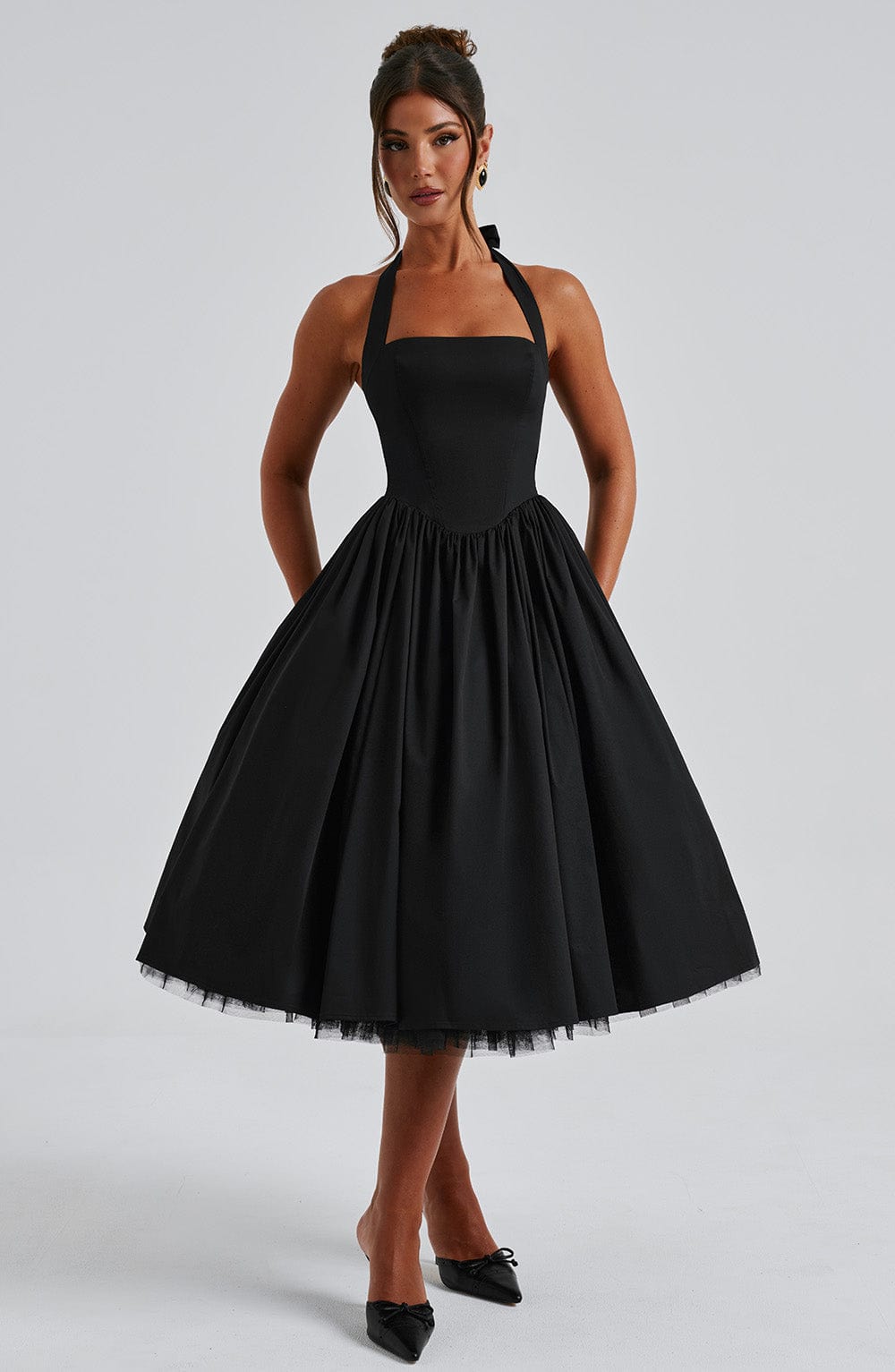 BLACK MIDI DRESS