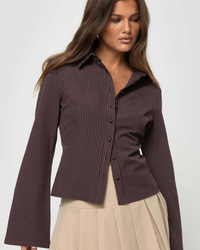 BROWN STRIPED BLOUSE