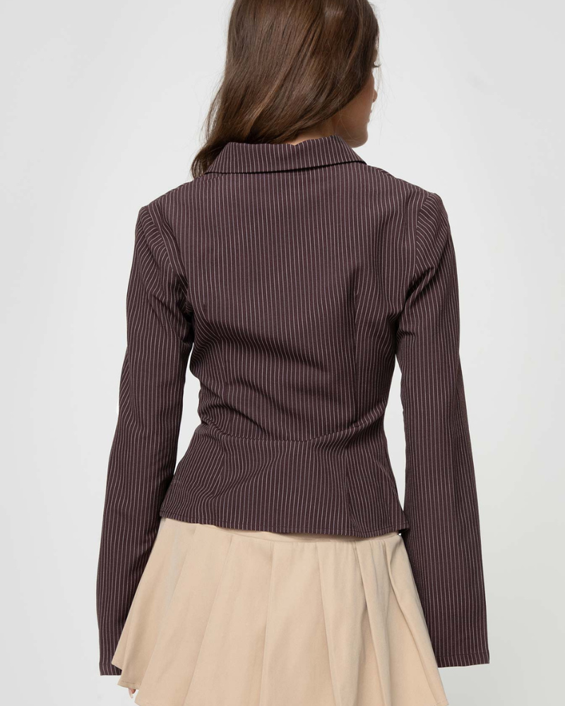 BROWN STRIPED BLOUSE