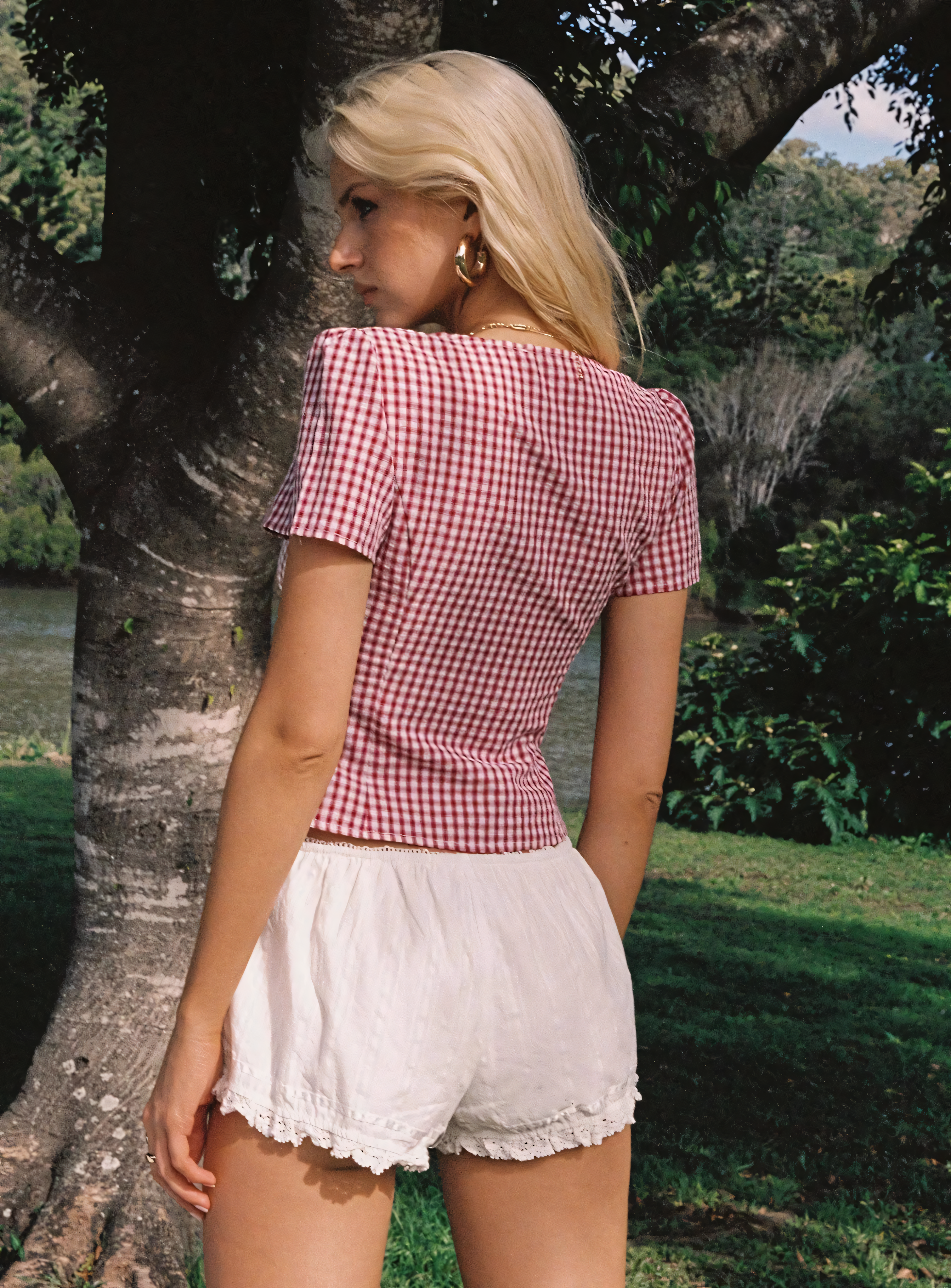 GINGHAM TOP RED