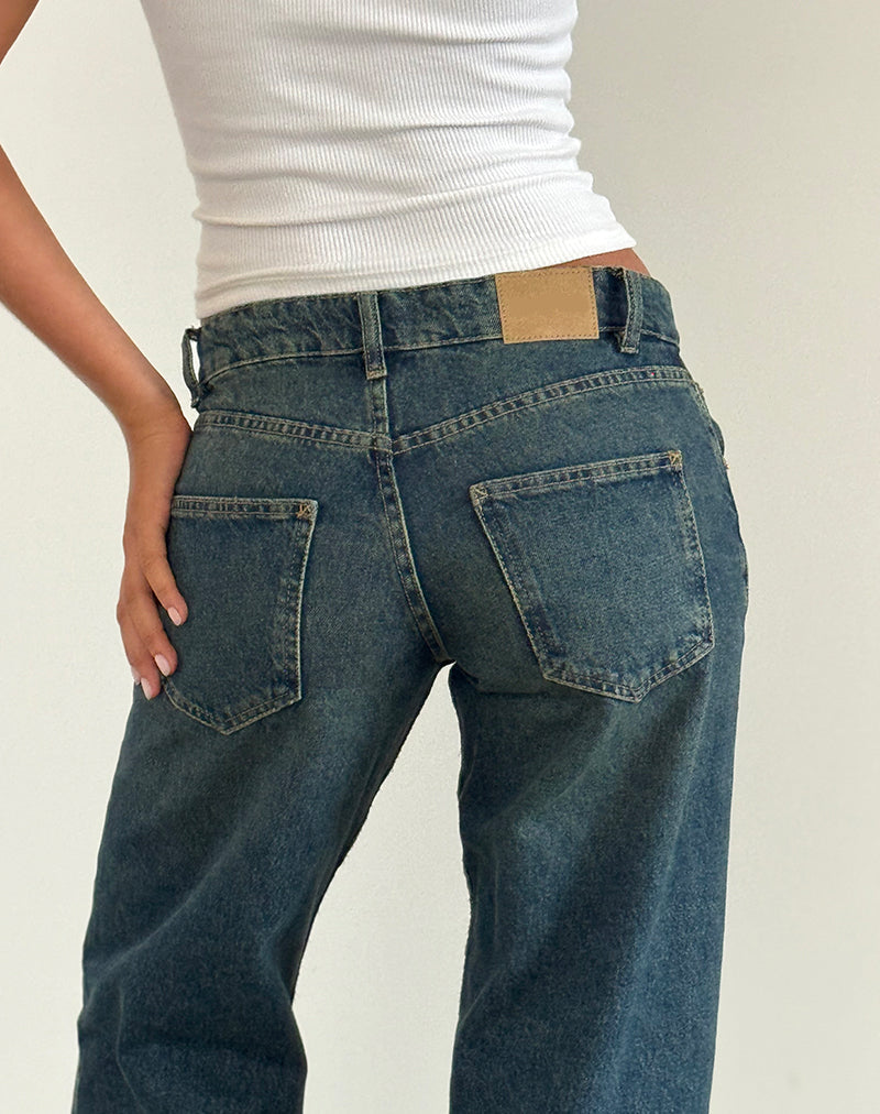 BRIGHT BLUE LOW RISE JEANS