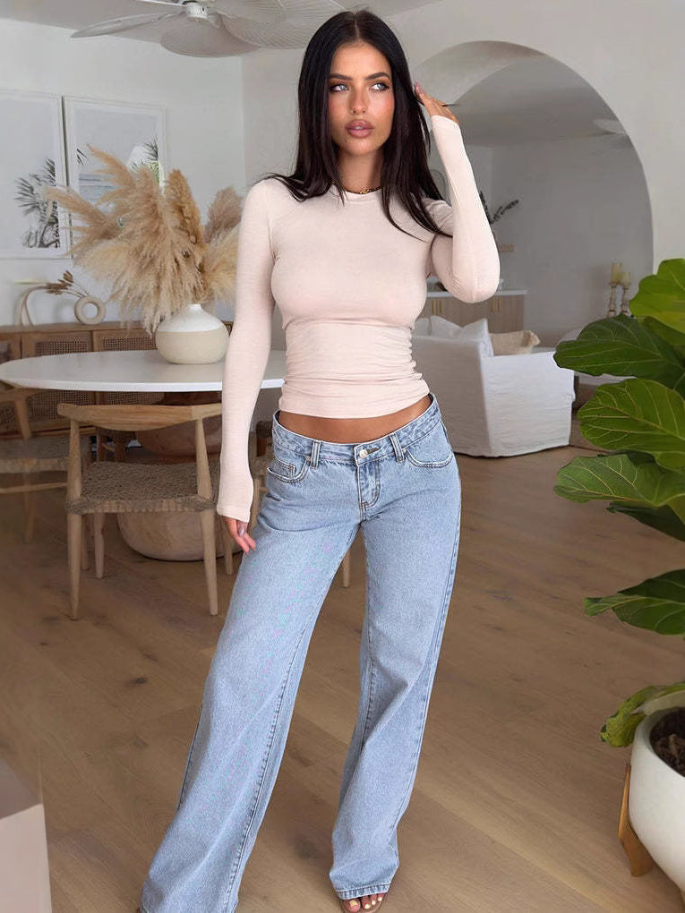 LIGHT BLUE LOW WAIST JEANS
