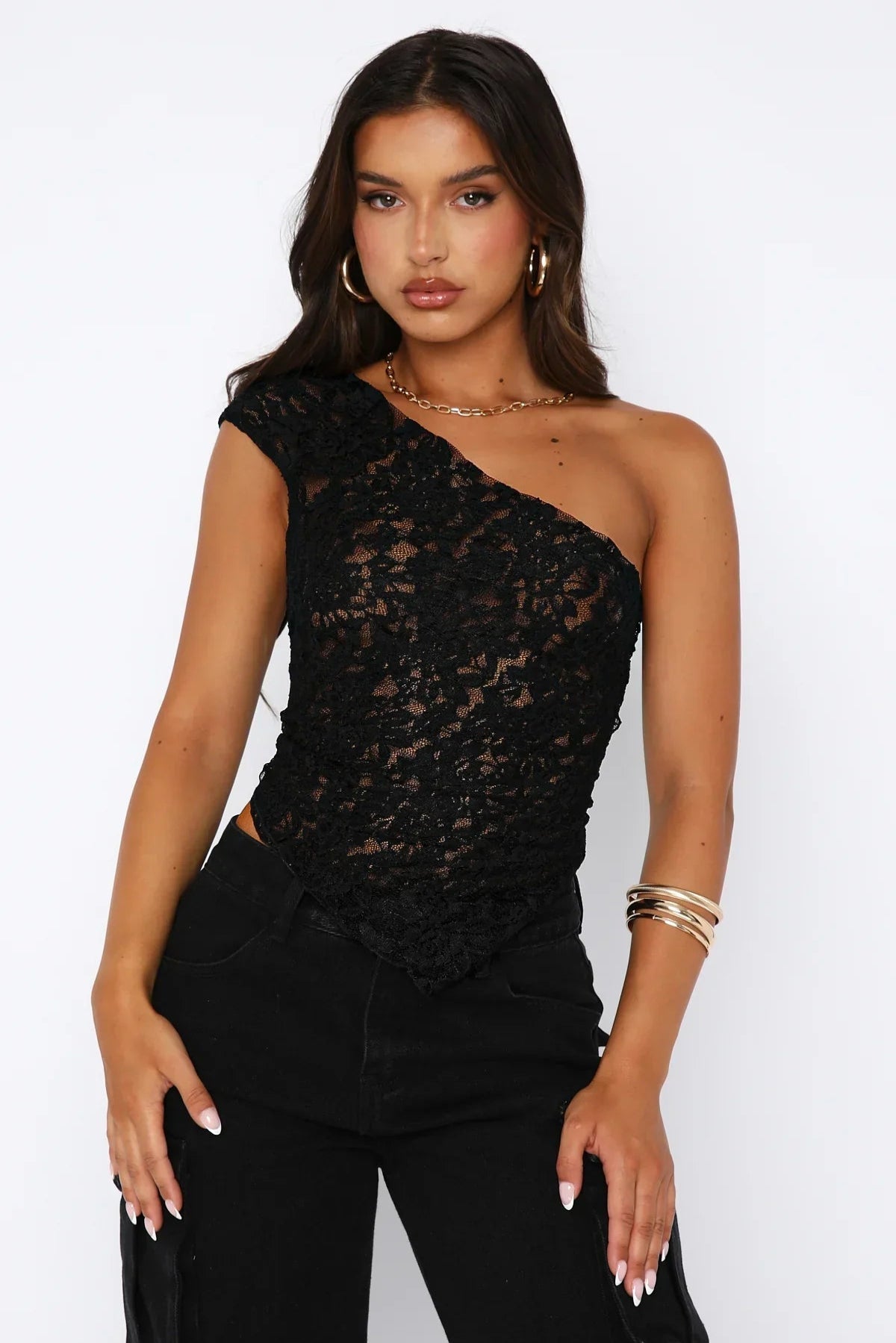 BLACK LACE TOP