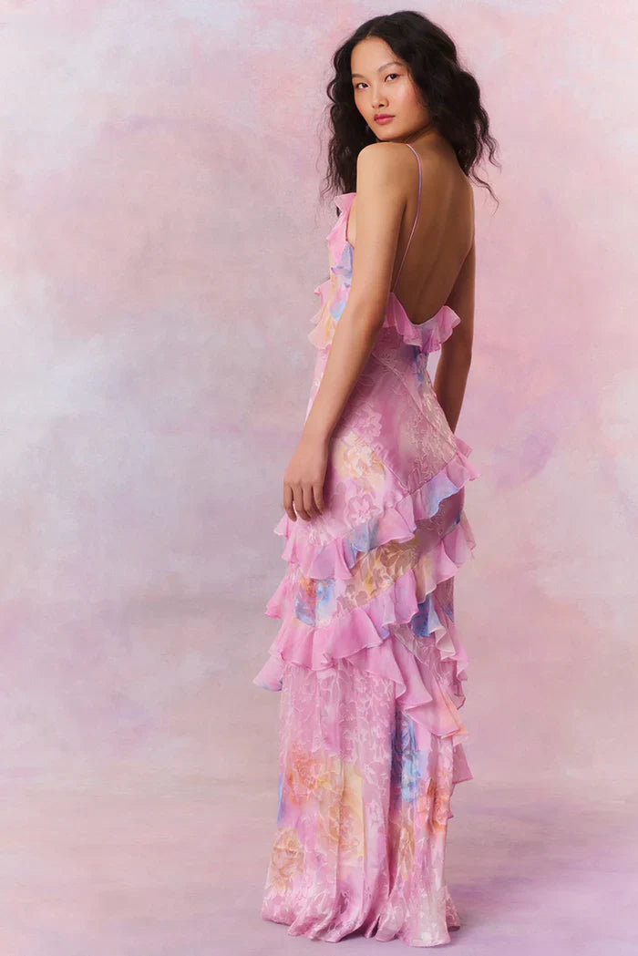 PINK FLORAL MAXI DRESS