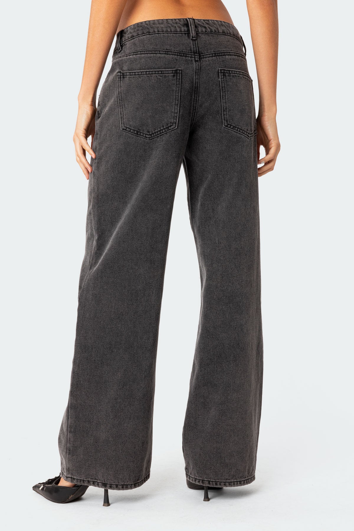 WASHED BLACK HIGH WAIST JEANS