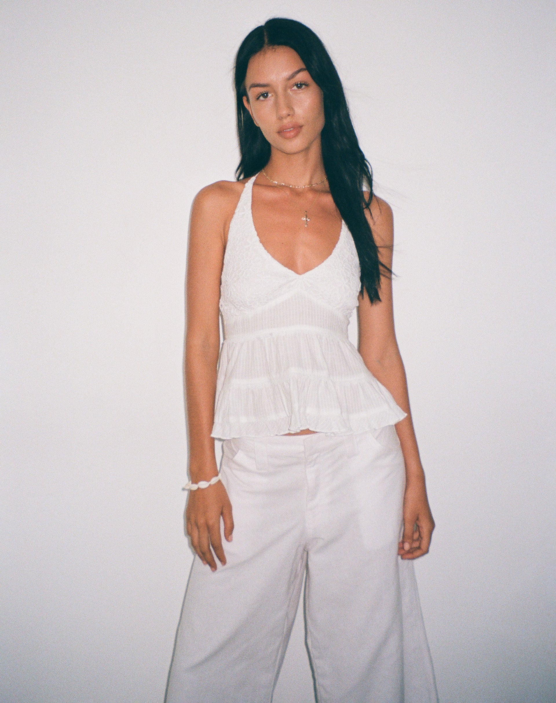 WHITE HALTERNECK TOP