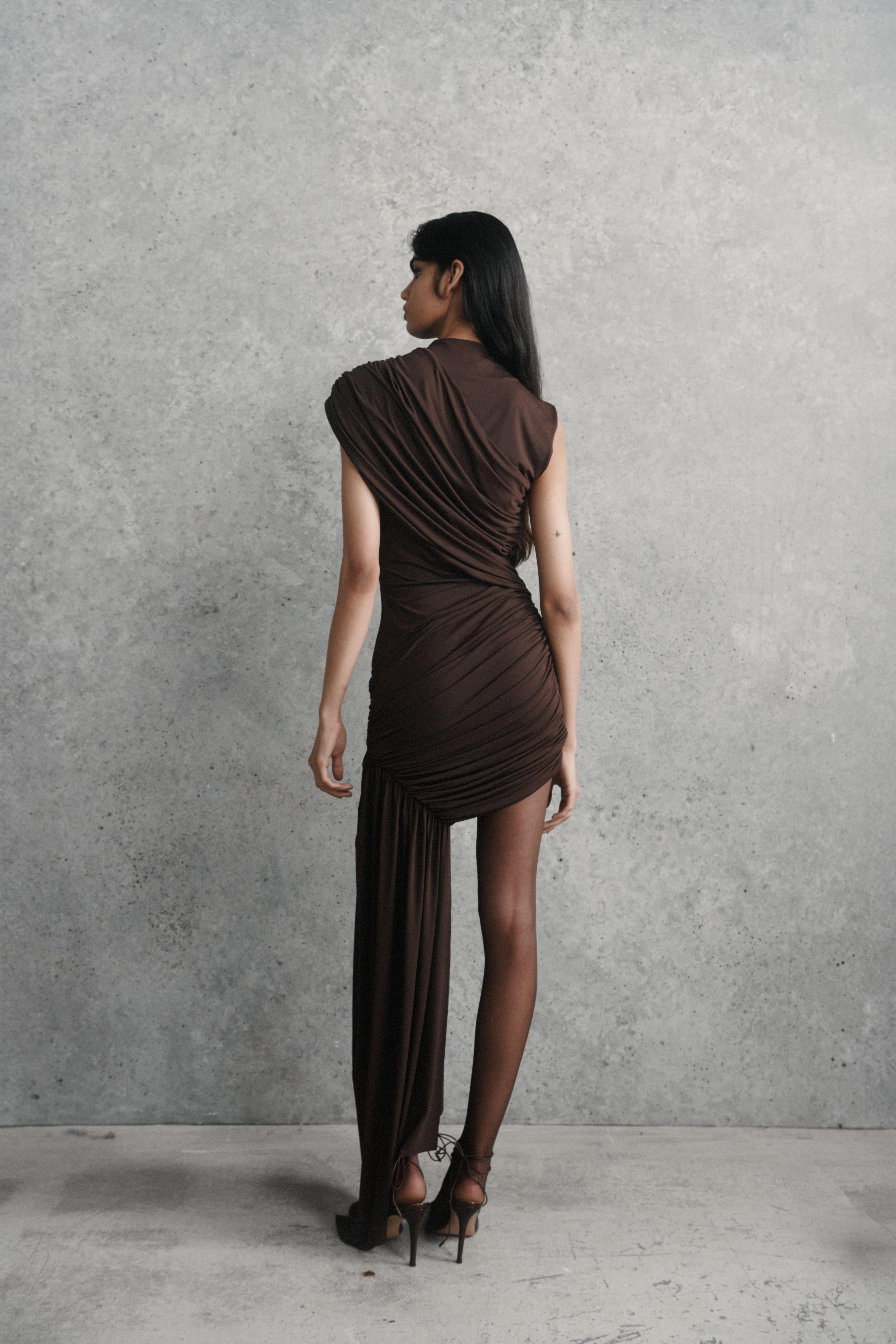 BROWN MINI DRESS