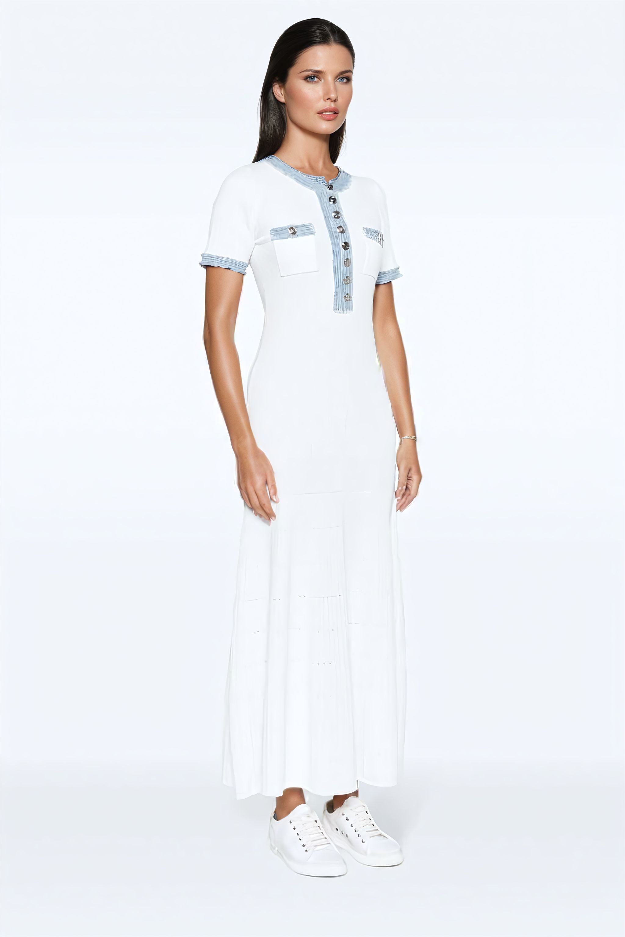 WHITE KNIT MAXI DRESS