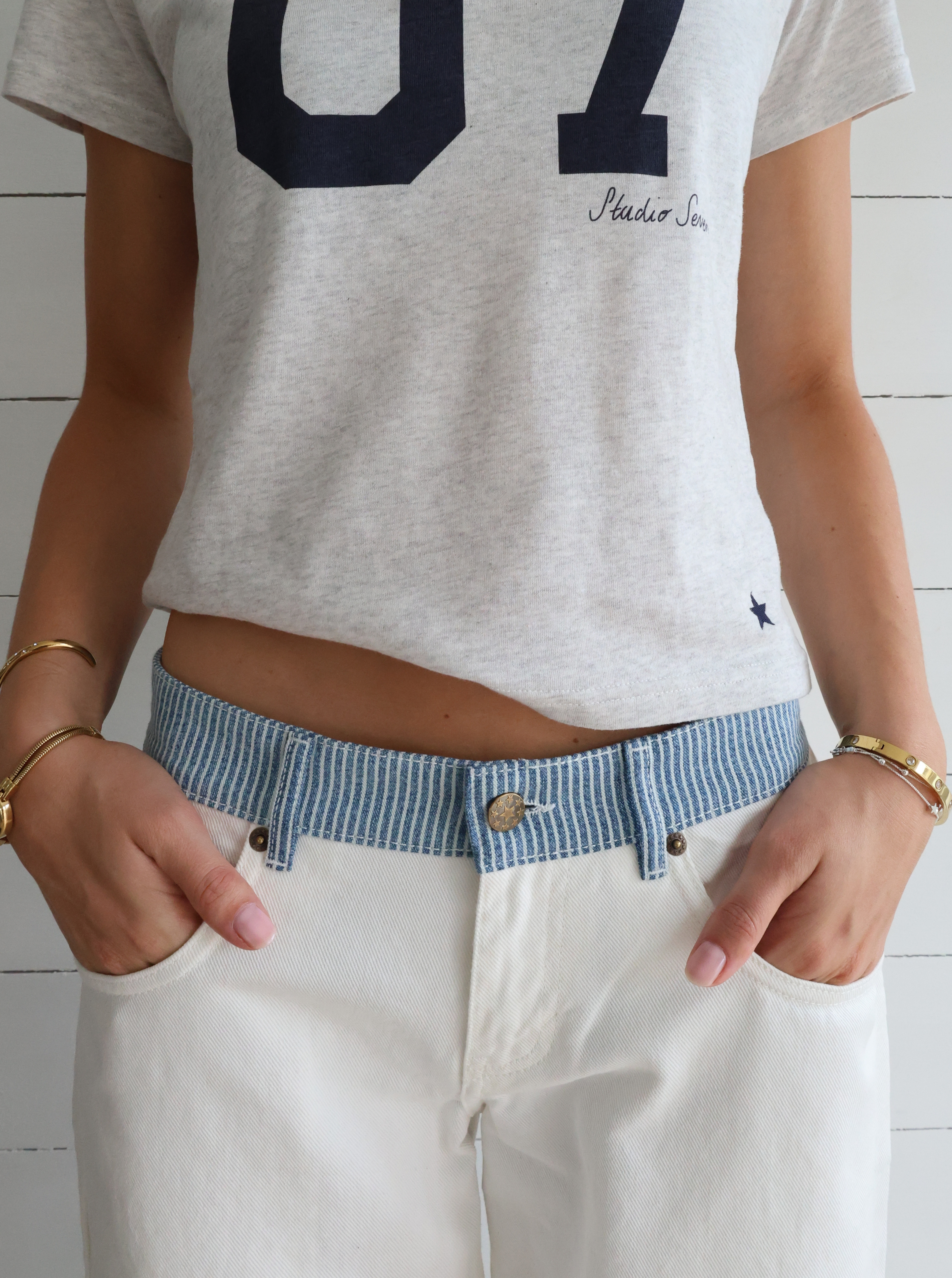 Milly | Striped Relaxed Jeans