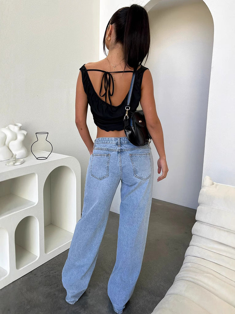 LIGHT BLUE LOW WAIST JEANS