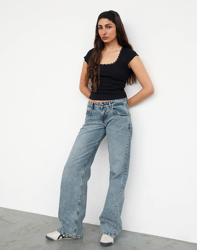 BLUE LOW RISE JEANS